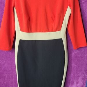 New York & Company Red and Black Long Sleeve Dress
